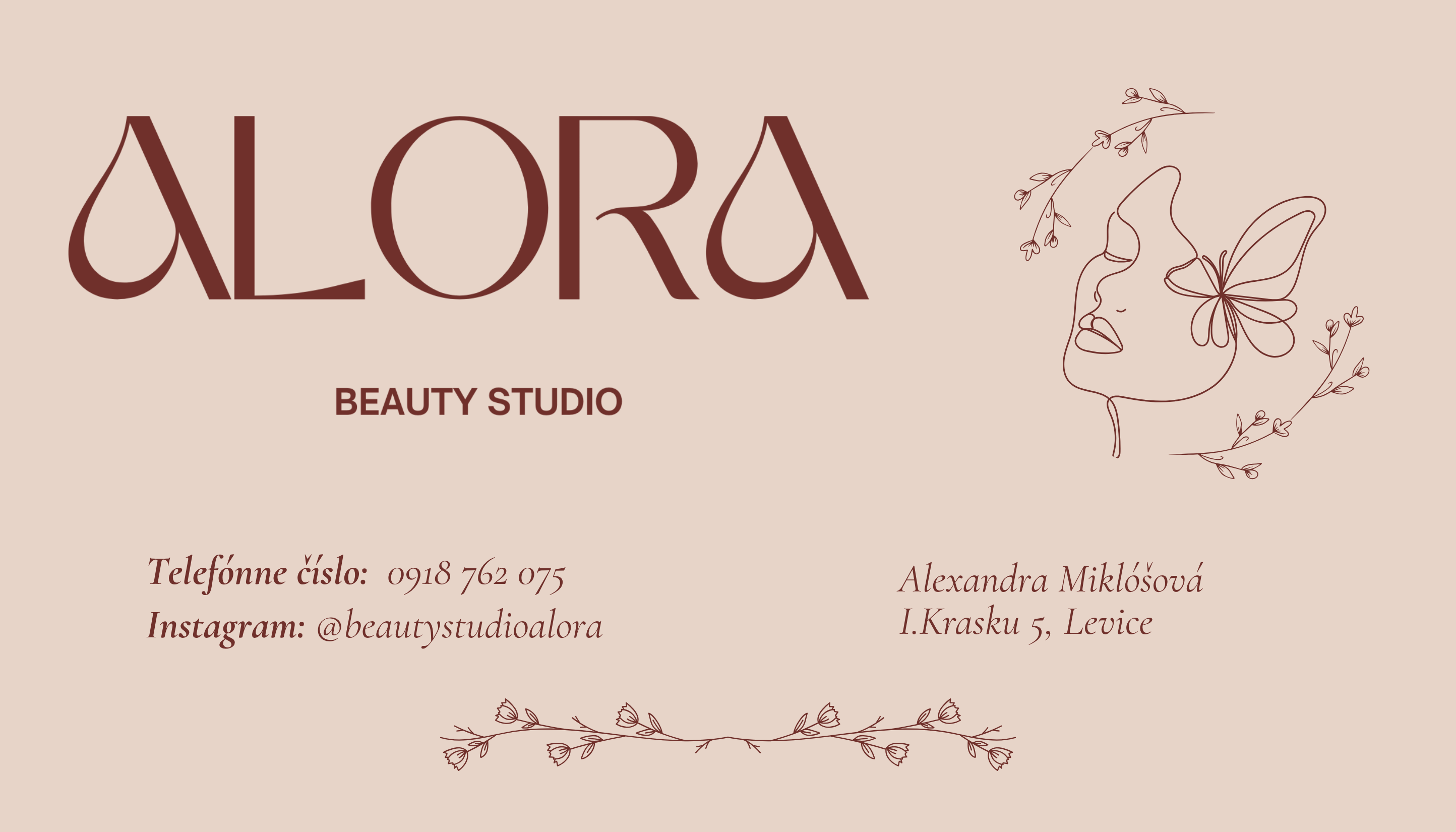 Vizitka ALORA Beauty Studio